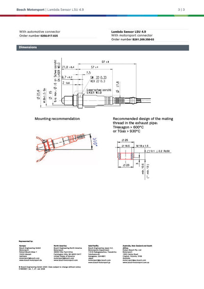 Sonde lambda large bande Bosch LSU 4.9
