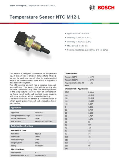 Capteur de température d'air Bosch M12×1,5