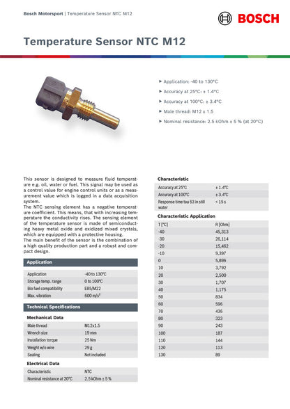 Capteur de température de liquide Bosch M14×1,5