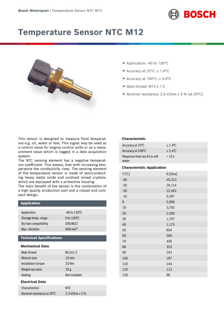 Capteur de température de liquide Bosch M12×1,5