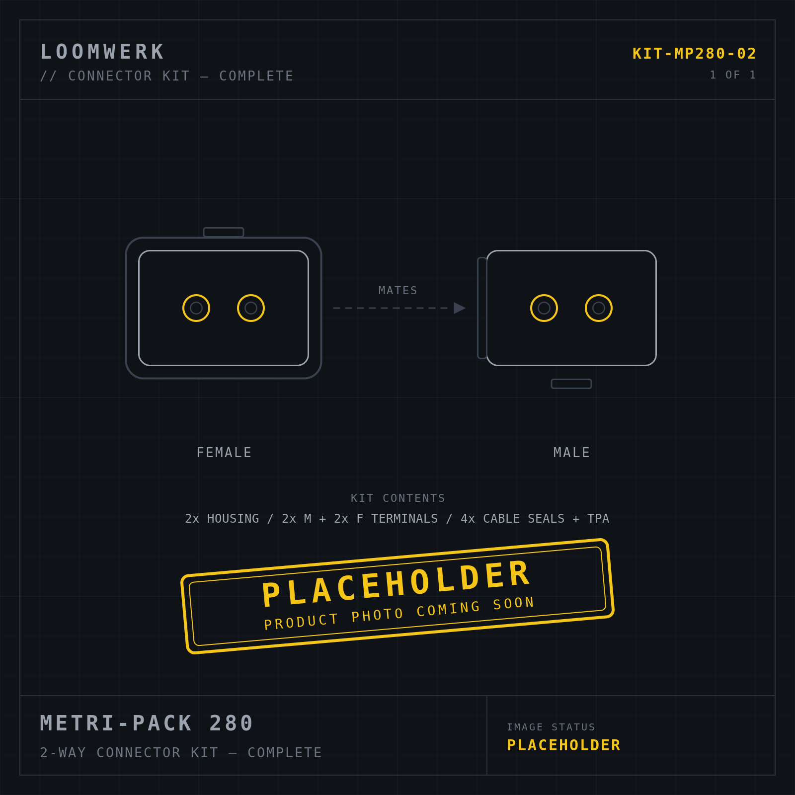 Metri-Pack 280 2-pin connector kit — placeholder image